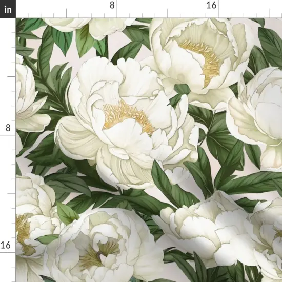 Various Fabrics by the Yard or Fat Quarter White Green Floral Plants Large Scale Garden Botanical Peonies Blooms Spring Summer Custom Printed Fabric by Spoonflower {2}