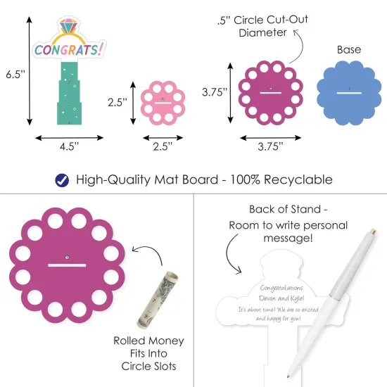 Big Dot of Happiness Just Engaged - Colorful - DIY Engagement Party Money Holder Gift - Cash Cake {4}