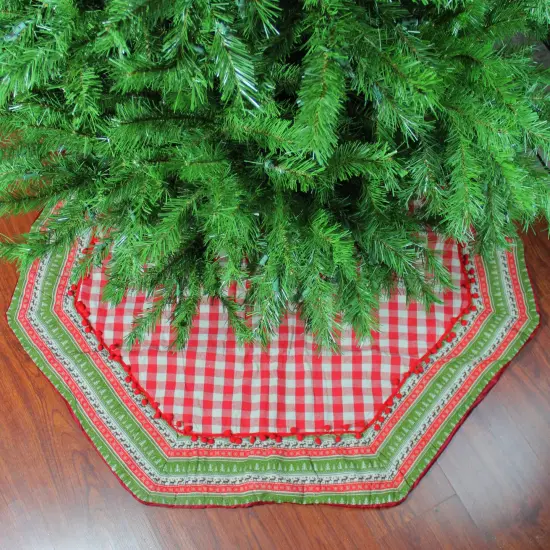 Northlight Buffalo Plaid Christmas Tree Skirt -50" - Red and White {1}