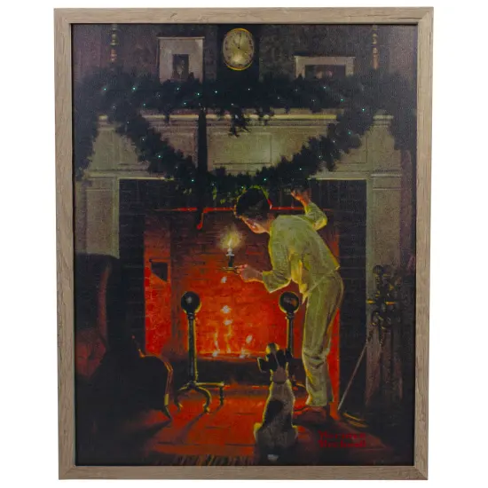 Northlight 19" Lighted Norman Rockwell 'Is He Coming?' Christmas Wall Art Black {1}