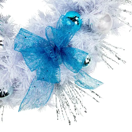 Northlight 24" Pre-Decorated Menorah Artificial White Pine Hanukkah Wreath {4}