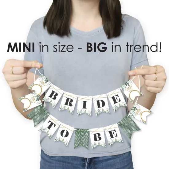 Big Dot of Happiness Boho Botanical Bride - Greenery Bridal Shower and Wedding Party Mini Pennant Banner - Bride To Be {4}