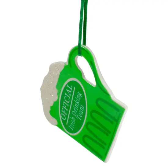 Kurt Adler 4" Luck of the Irish Official Drinking Team Beer Mug Christmas Ornament Green {3}