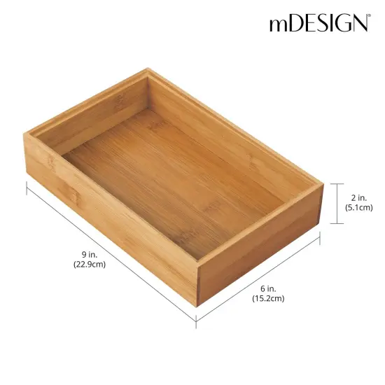 mDesign Wooden Bamboo Office Drawer Organizer Box Tray {3}