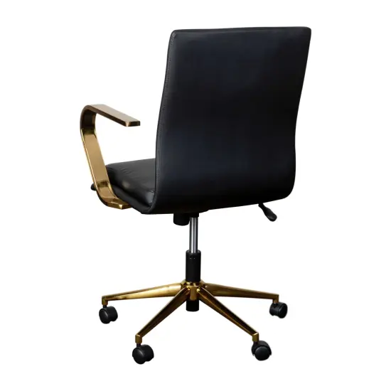 Merrick Lane Artemis Mid-Back Home Office Chair with Armrests, Height Adjustable Swivel Seat and Five Star Base Black/Gold {4}