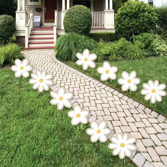Big Dot of Happiness Tan Daisy Flowers - Lawn Decorations - Outdoor Floral Party Yard Decorations - 10 Piece {1}