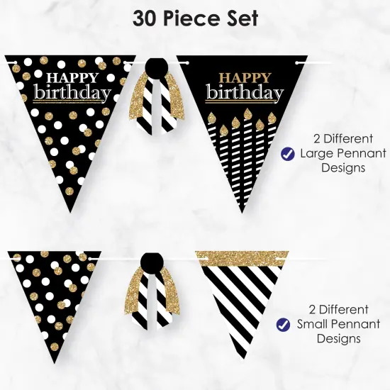 Big Dot of Happiness Adult Happy Birthday - Gold - DIY Birthday Party Pennant Garland Decoration - Triangle Banner - 30 Pieces {6}