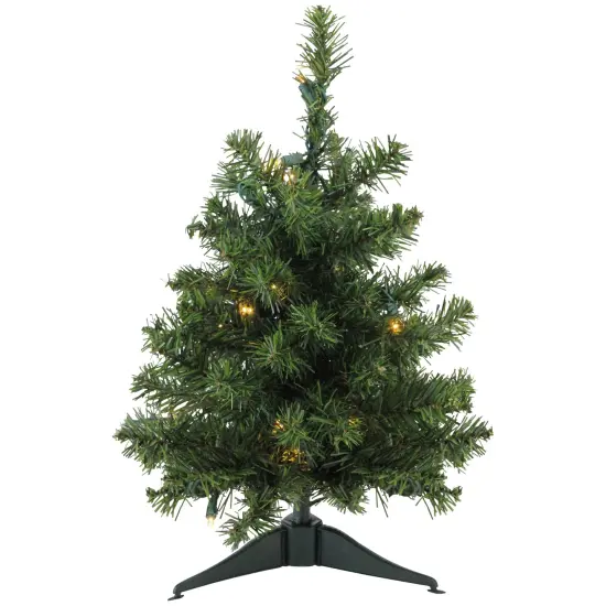 Northlight Pre-Lit Medium Canadian Pine Artificial Christmas Tree - 18" - Clear LED Lights Green {3}