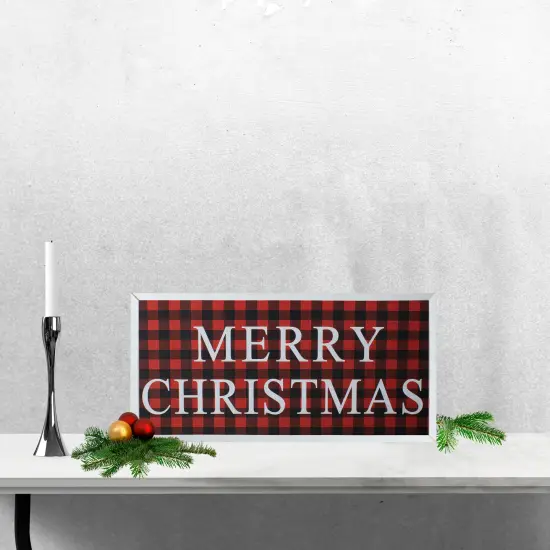 Northlight 24” Red and Black Buffalo Plaid Merry Christmas Wooden Hanging Wall Sign {3}
