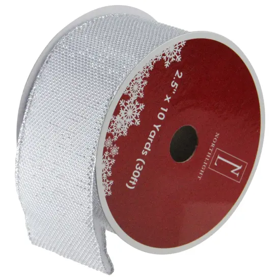 Northlight Silver Burlap Wired Christmas Craft Ribbon 2.5" x 10 Yards {1}