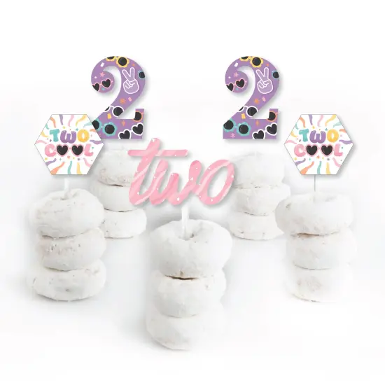Big Dot of Happiness Two Cool - Girl - Dessert Cupcake Toppers - Pastel 2nd Birthday Party Clear Treat Picks - Set of 24 {3}