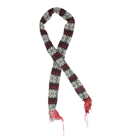 Raz 59" Snowflake Knit Nordic Design Christmas Scarf Ornament Black {1}
