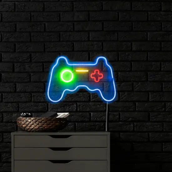 Northlight LED Video Game Controller Neon Lighted Wall Art - 11" Blue {4}