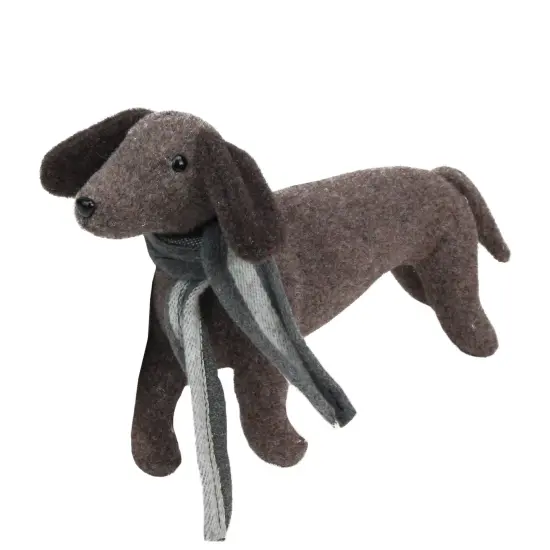 Northlight Plush Dachshund Dog with Scarf Christmas Figure - 7.5&rdquo; Brown {1}