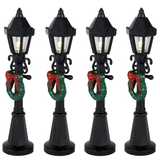 Northlight Set of 4 Lighted Street Lamps Christmas Village Display Pieces - 4.75" Brown {6}