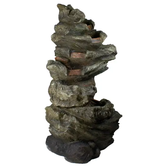 Northlight 42" Gray Lighted Rock Outdoor Garden Water Fountain {5}