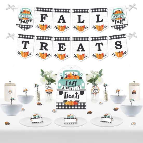 Big Dot of Happiness Happy Fall Truck - DIY Harvest Pumpkin Party Fall Treats Signs - Snack Bar Decorations Kit - 50 Pieces {1}