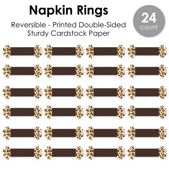 Big Dot of Happiness Leopard Print - Cheetah Party Paper Napkin Holder - Napkin Rings - Set of 24 {7}
