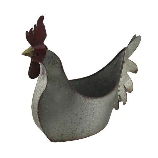 Galvanized Metal Indoor/outdoor Rooster Planter {1}