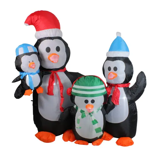 Northlight Lighted Inflatable Penguin Family Outdoor Christmas Decoration - 5' Black {1}