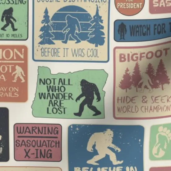 Various Fabrics by the Yard or Fat Quarter Bigfoot Vintage Sign Folklore Sasquatch Cryptozoology Custom Printed Fabric by Spoonflower {7}