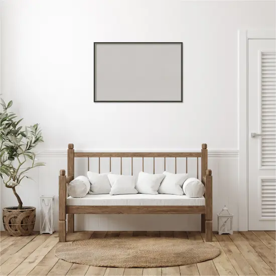 Theo Narrow Wood Framed Corkboard, Grey Cork Theo Black Silver {6}