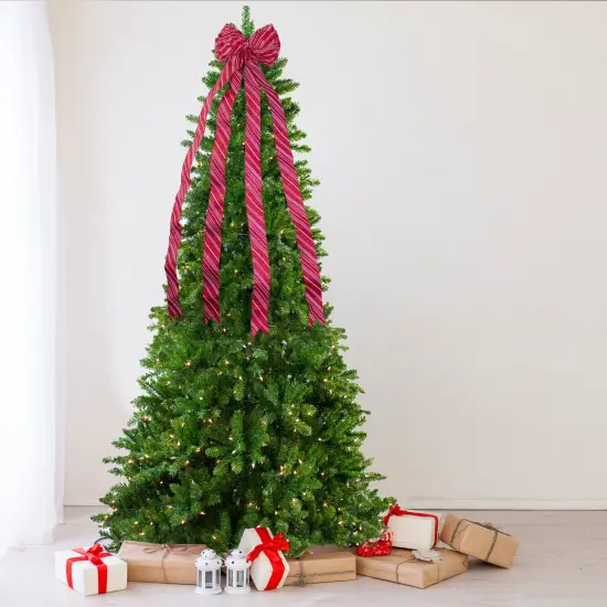 Northlight 48" x 10" Red and White Striped 16 Loop Christmas Bow Decoration {3}