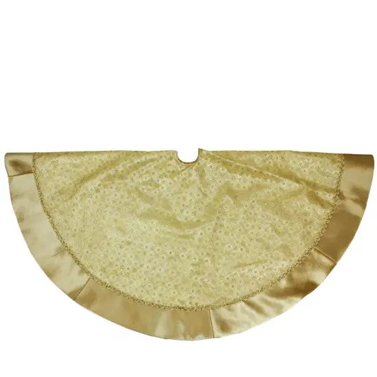 Northlight 48" Gold Glittered Star Christmas Round Tree Skirt {3}