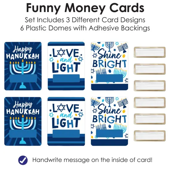 Big Dot of Happiness Hanukkah Menorah - DIY Assorted Chanukah Holiday Party Cash Holder Gift - Funny Money Cards - Set of 6 {7}