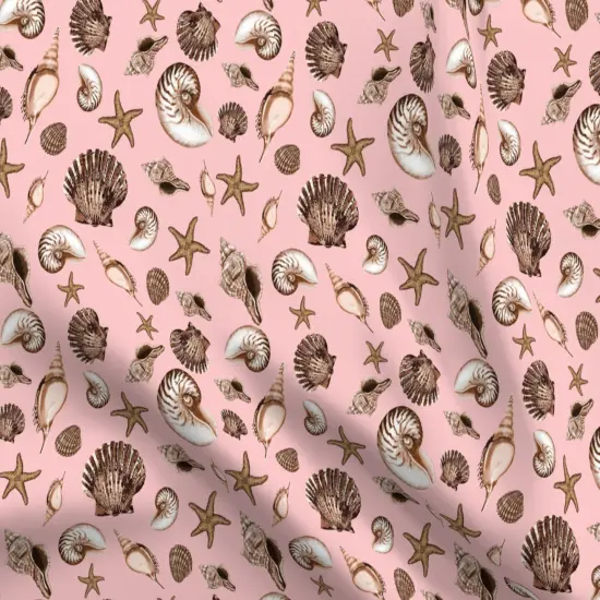 Various Fabrics by the Yard or Fat Quarter Shells Under The Sea Ocean Nautical Beach Coastal Starfish Nautilus Marine Life Crustaceans Custom Printed Fabric by Spoonflower {5}