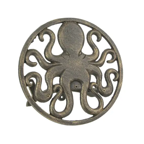 Cast Iron Octopus Decorative Wall Mounted Hanging Garden Hose Holder {1}