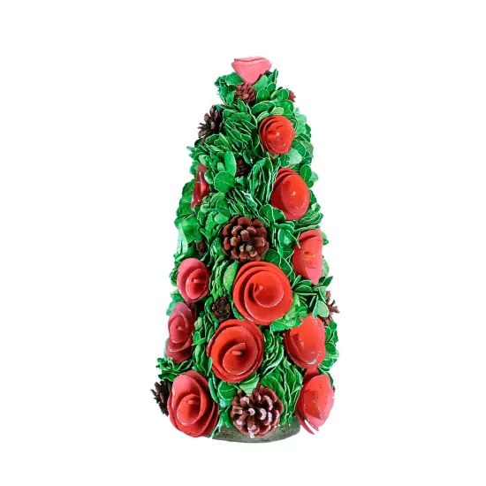 Northlight Contemporary Floral and Pinecone Christmas Tree Decoration - 15.75" - Red and Green {1}