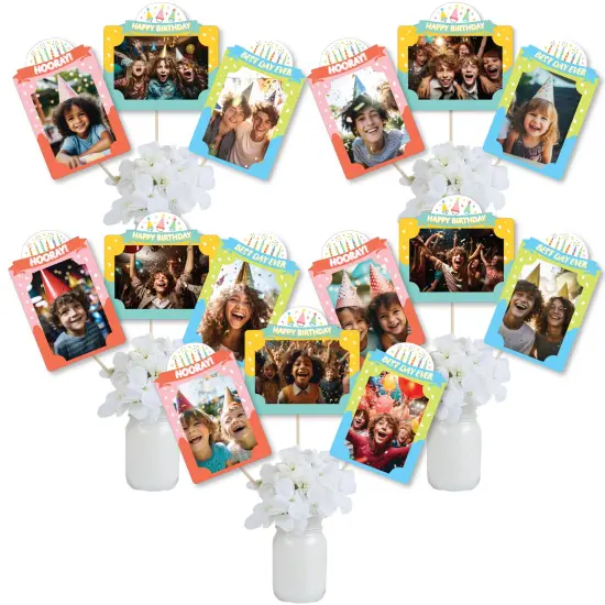 Big Dot of Happiness Party Time - Happy Birthday Party Picture Centerpiece Sticks - Photo Table Toppers - 15 Pieces {1}