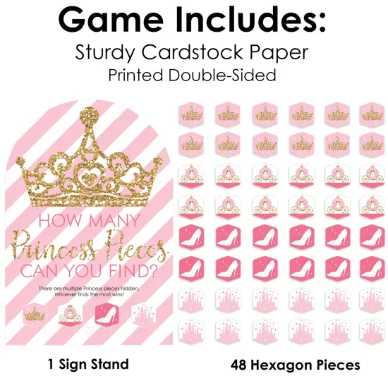 Big Dot of Happiness Little Princess Crown Pink Baby Shower or Birthday Party Scavenger Hunt - 1 Stand and 48 Game Pieces - Hide and Find Game {6}