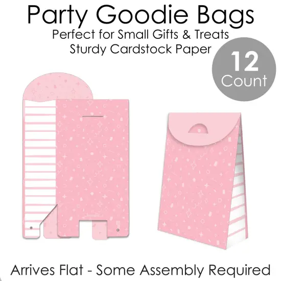 Big Dot of Happiness Pink Confetti Stars - Simple Gift Favor Bags - Party Goodie Boxes - Set of 12 {7}