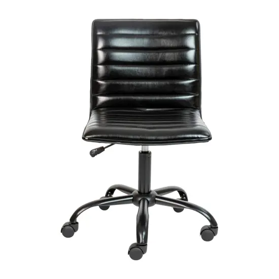 Merrick Lane Amelie Home Office Chair Ergonomic Executive Ribbed Low Back Armless Computer Desk Chair - Base, Frame & Border BlackVinyl/Black {3}