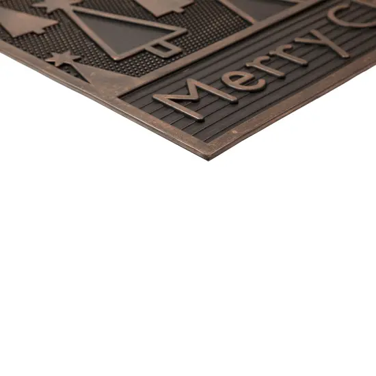 Northlight Black and Gold Merry Christmas Doormat 18" x 30" {5}