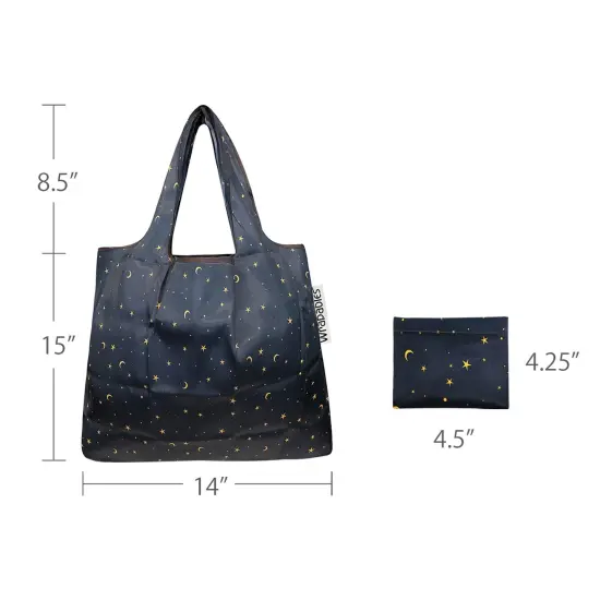 Wrapables Small Foldable Tote Nylon Reusable Grocery Bags Moon & Stars {3}