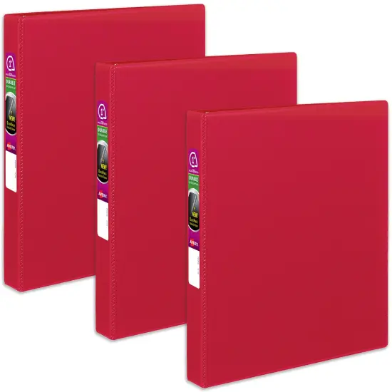 Avery Durable 3 Ring Binder, 1 Inch Slant Rings, 3 Red Binders (27201) {1}