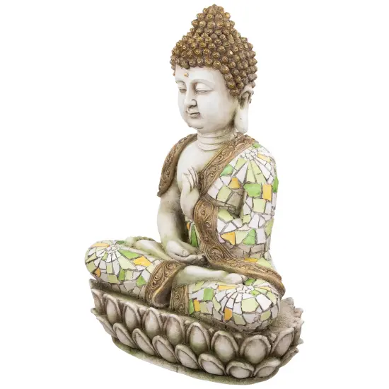 Northlight Meditating Mosaic Buddha Outdoor Ceramic Garden Statue - 19.5" Bronze {5}