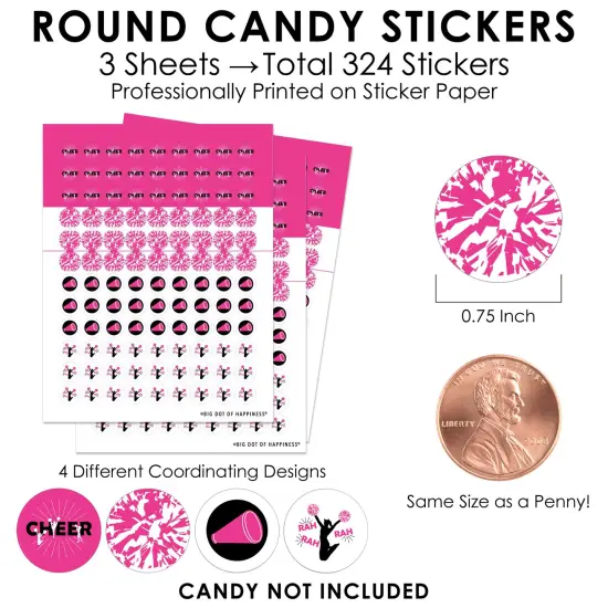 Big Dot of Happiness We've Got Spirit - Cheerleading - Birthday Party or Cheerleader Party Small Round Candy Stickers - Party Favor Labels - 324 Count {4}