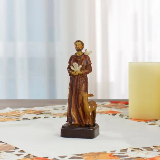 Northlight 9.5" St Francis of Assisi Polyresin Tabletop Figurine Brown {3}