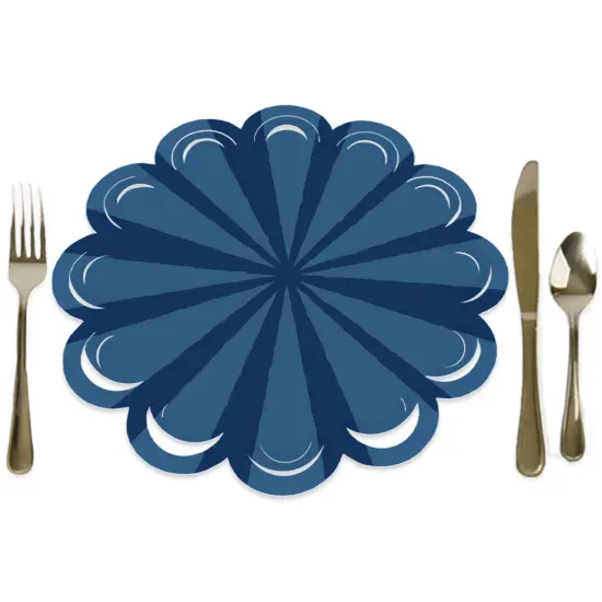 Big Dot of Happiness Navy Stripes - Simple Party Round Table Decorations - Paper Chargers - Place Setting For 12 {1}