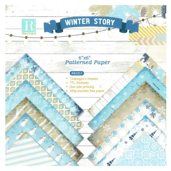 Wrapables 6x6 Decorative Single-Sided Scrapbook Paper for Arts & Crafts Projects, Scrapbooking, Card-Making Ice Blue Winter {2}