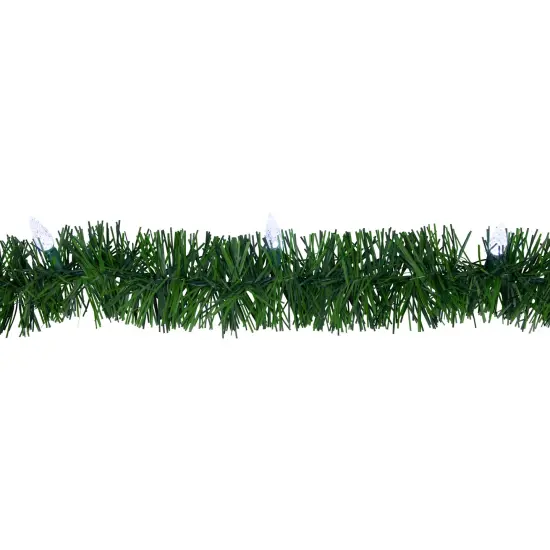 Northlight 18' x 3" Pre-Lit Pine Artificial Christmas Garland, Pure White LED Faceted Lights Green {5}