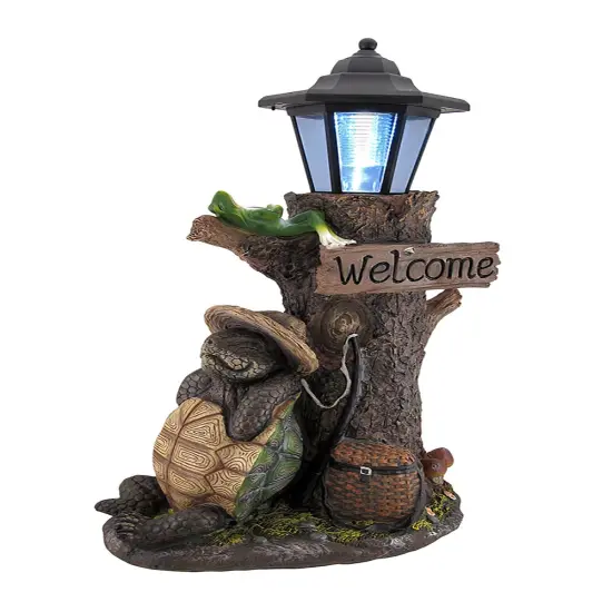 Turtle Won the Race Solar LED Welcome Statue Lantern {1}