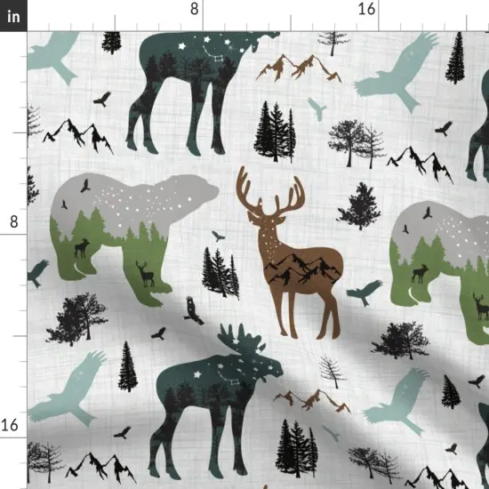 Various Fabrics by the Yard or Fat Quarter Arctic Woodland Animals Forest Alaska Mountains Adventure Bear Moose Custom Printed Fabric by Spoonflower {2}