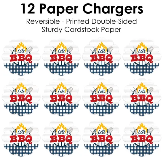 Big Dot of Happiness Fire Up the Grill - Summer BBQ Picnic Party Round Table Decorations - Paper Chargers - Place Setting For 12 {7}