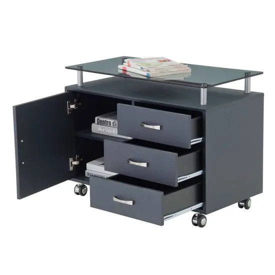 Techni Office Solutions 31.5" Graphite Black Durable Rectangular Rolling File Cabinet {5}