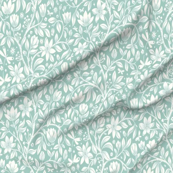 Various Fabrics by the Yard or Fat Quarter Floral Mint Green Tree Whimsical Plant Dragonflies Magnolia Soft Blue Aqua Large Scale Custom Printed Fabric by Spoonflower {6}